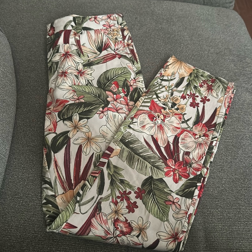 Zara floral ankle pants slim leg size small
